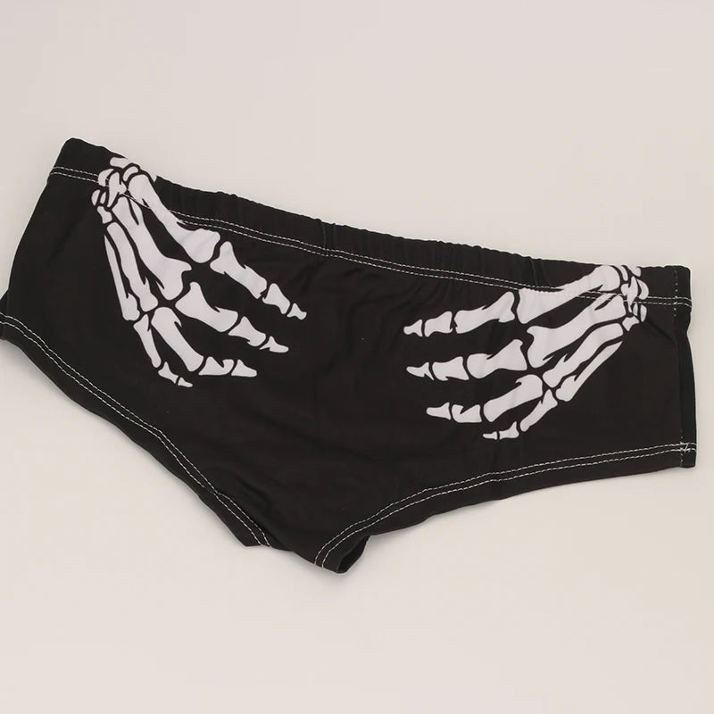 Halloween Skull Cartoon Underwear - Finger Bones Hip-Lifting Thong for Women