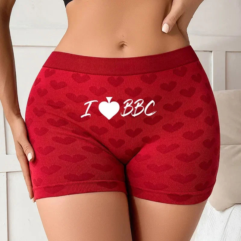 Queen of Spades Love Heart Women's Underwear - High Waisted Breathable Cotton Panties | Red Sexy Lingerie