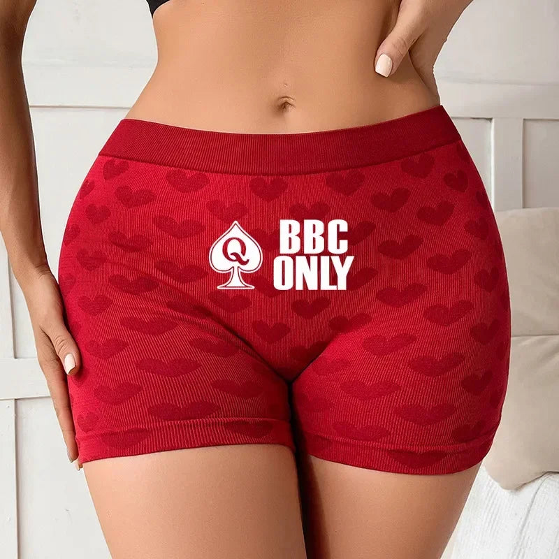 Queen of Spades Love Heart Women's Underwear - High Waisted Breathable Cotton Panties | Red Sexy Lingerie