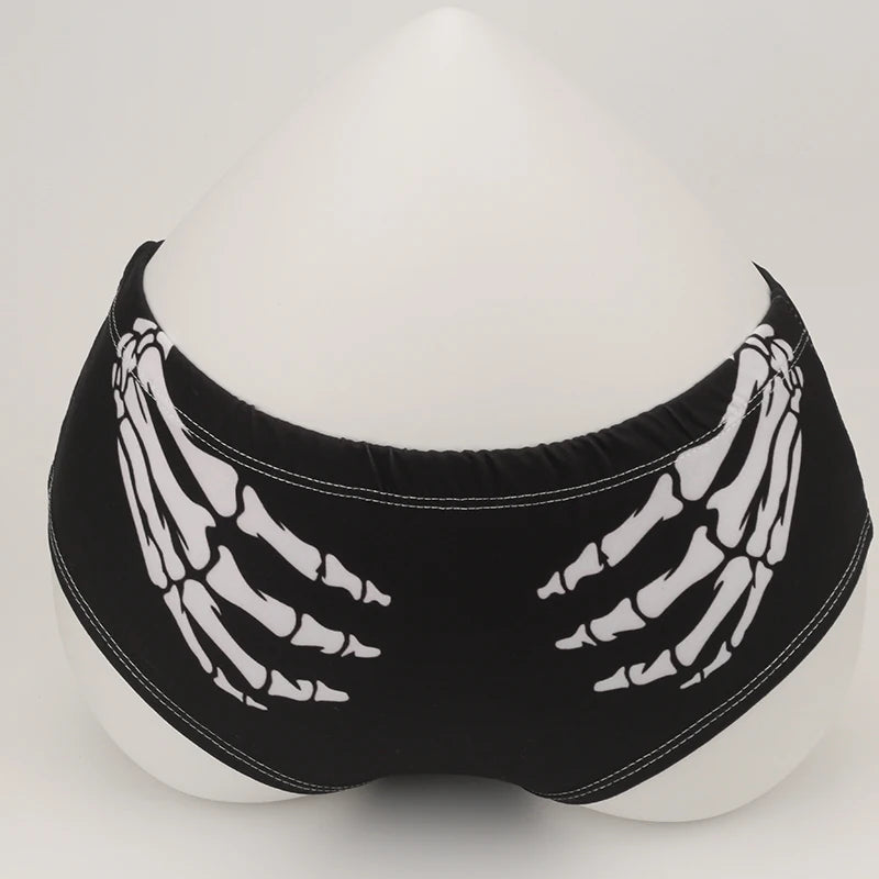 Halloween Skull Cartoon Underwear - Finger Bones Hip-Lifting Thong for Women