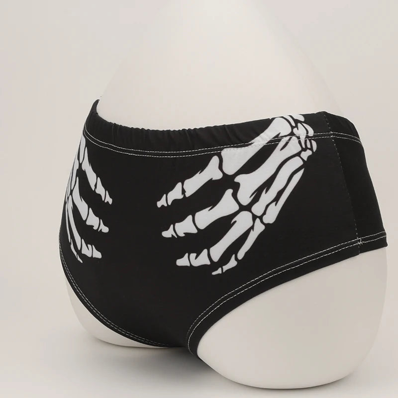 Halloween Skull Cartoon Underwear - Finger Bones Hip-Lifting Thong for Women