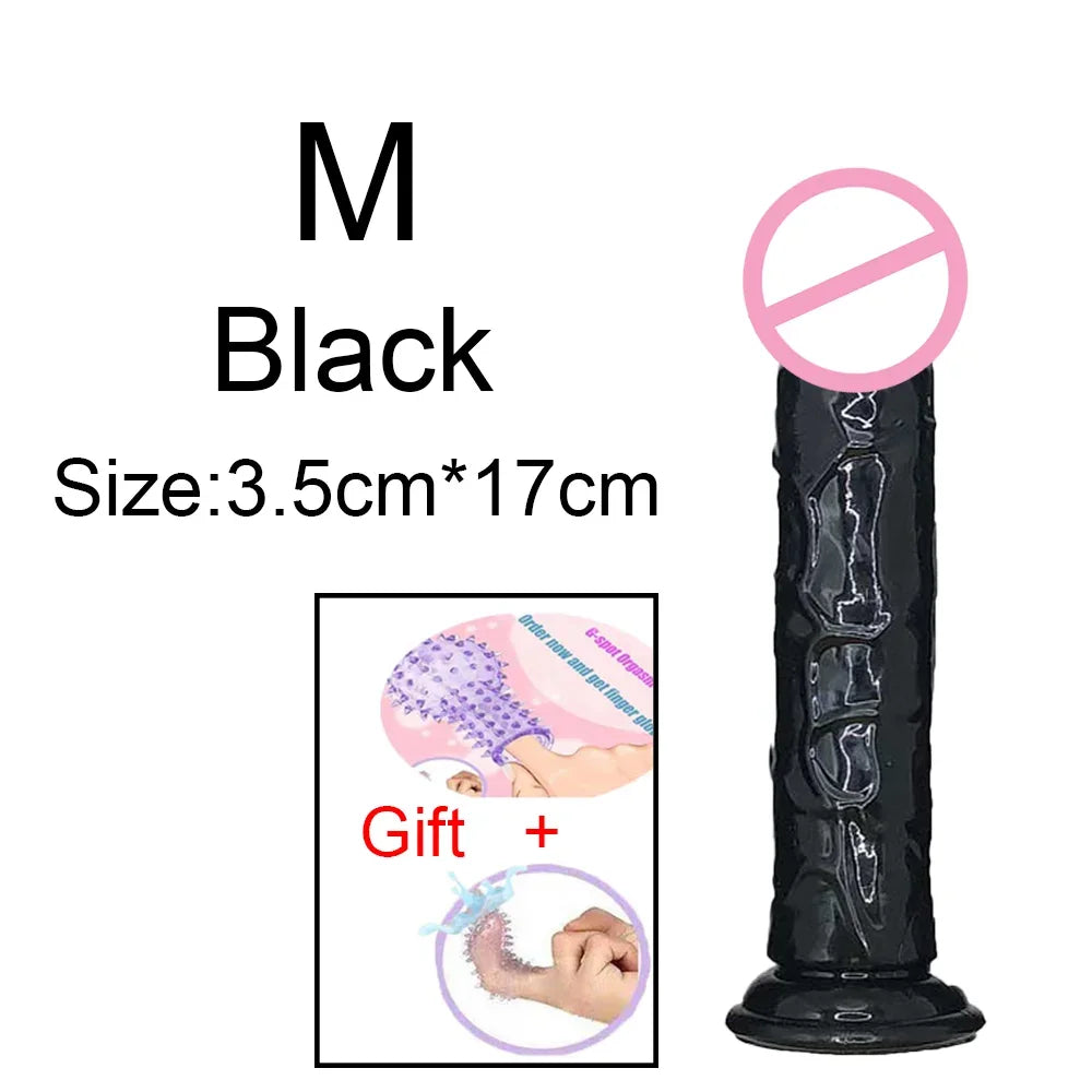 Realistic G-Spot Jelly Dildo with Suction Cup - Silicone Penis Butt Plug | Women's Pleasure Toy