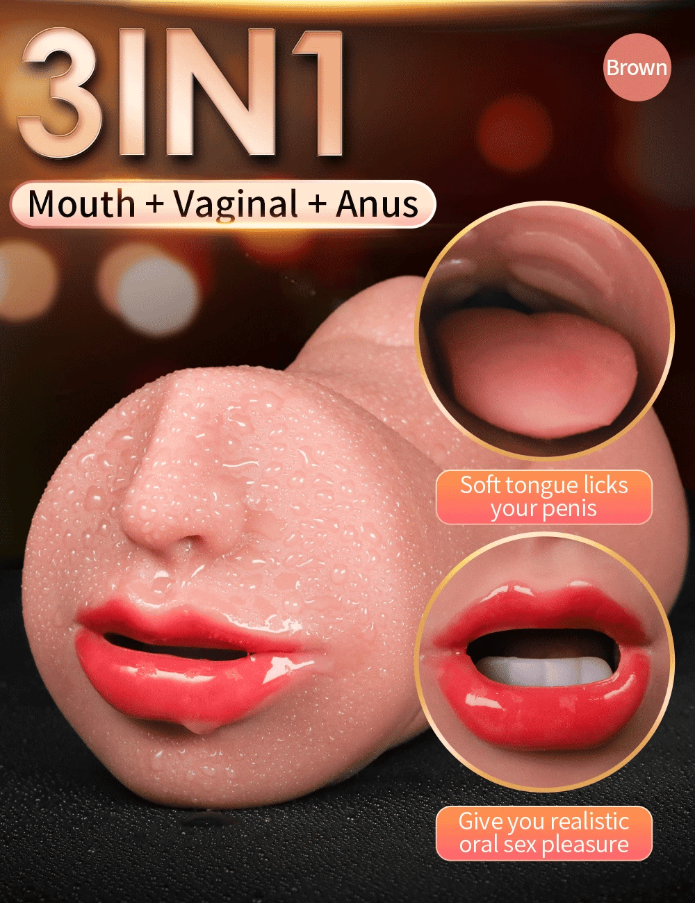 3-in-1 Male Masturbator - Deep Throat, Vagina & Oral Stroker | Realistic TPE Pleasure Toy