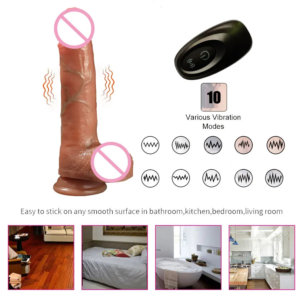 Realistic Telescopic Dildo Vibrate & Heating