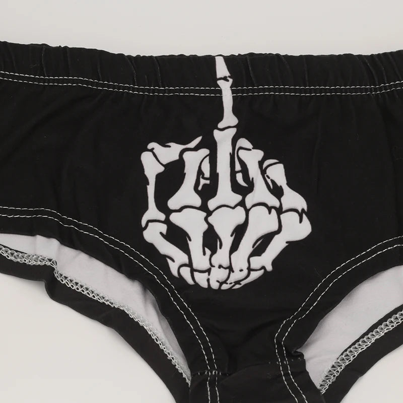 Halloween Skull Cartoon Underwear - Finger Bones Hip-Lifting Thong for Women