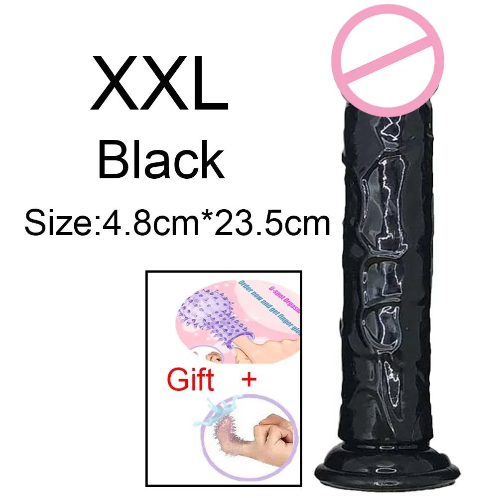 Realistic G-Spot Jelly Dildo with Suction Cup - Silicone Penis Butt Plug | Women's Pleasure Toy