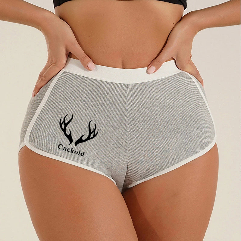 Cuckold Antlers Women's Boxer Shorts - Seamless Hip Lifting Sports Underwear | Solid Color Boyshort