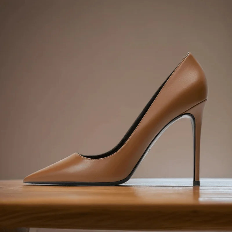 Brown Leather High heels Simifo