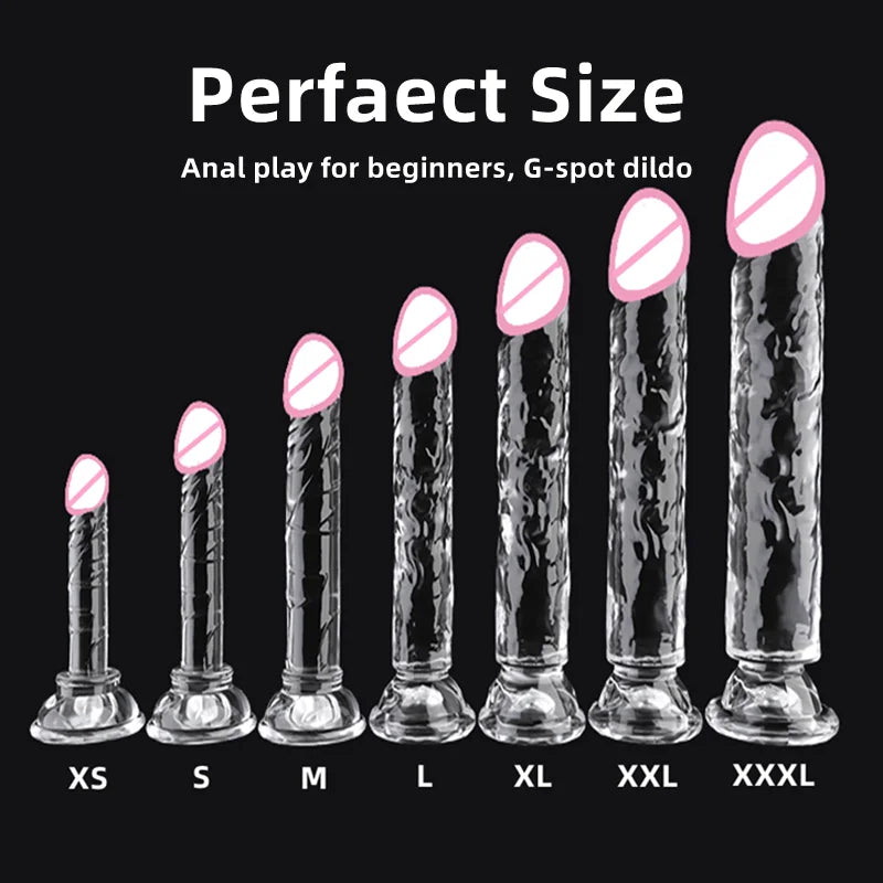 Realistic Dildo Clear Soft Lifelike Sex Toy with Vein Texture Penis for Vagina Anal Stimulation with Strong Suction Cup Adulttoy