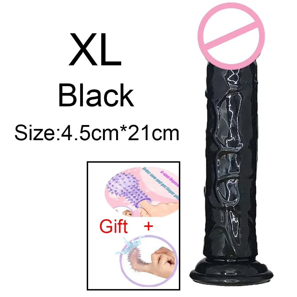 Realistic G-Spot Jelly Dildo with Suction Cup - Silicone Penis Butt Plug | Women's Pleasure Toy