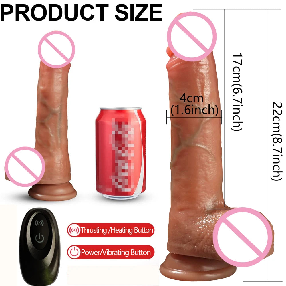 Realistic Telescopic Dildo Vibrate & Heating