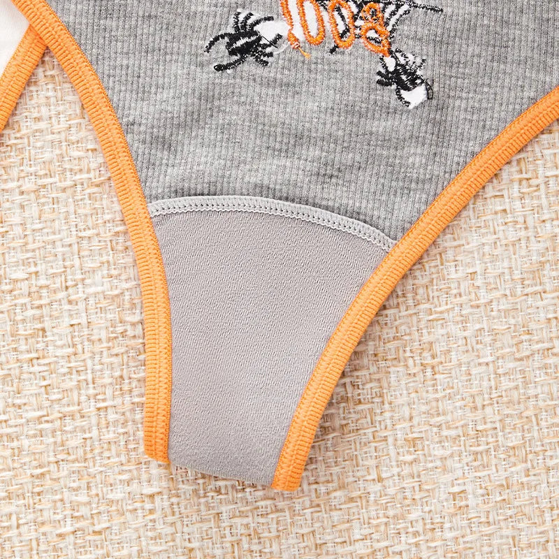 Women's Halloween Pattern Thong Panties - Sexy Low Rise G-String Breathable Comfortable Underwear