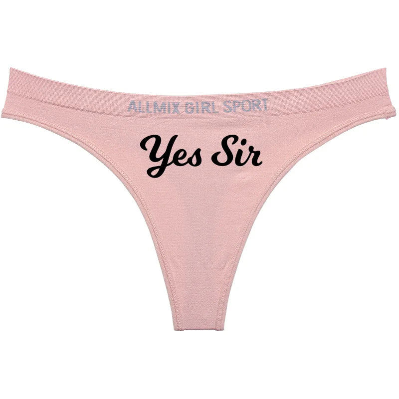 YES SIR Sexy Letters Print Underwear - Women's Seamless Low Waist Panties | Sports Fitness Brief