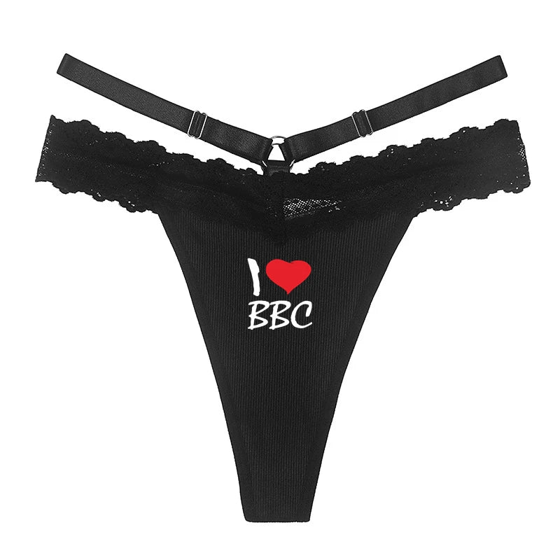 I LOVE BBC Sexy Lace Thong - Black Lingerie G-String | Traceless Women's Panties