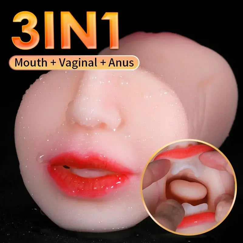 3-in-1 Male Masturbator - Deep Throat, Vagina & Oral Stroker | Realistic TPE Pleasure Toy