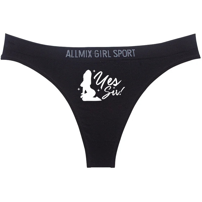 YES SIR Sexy Letters Print Underwear - Women's Seamless Low Waist Panties | Sports Fitness Brief