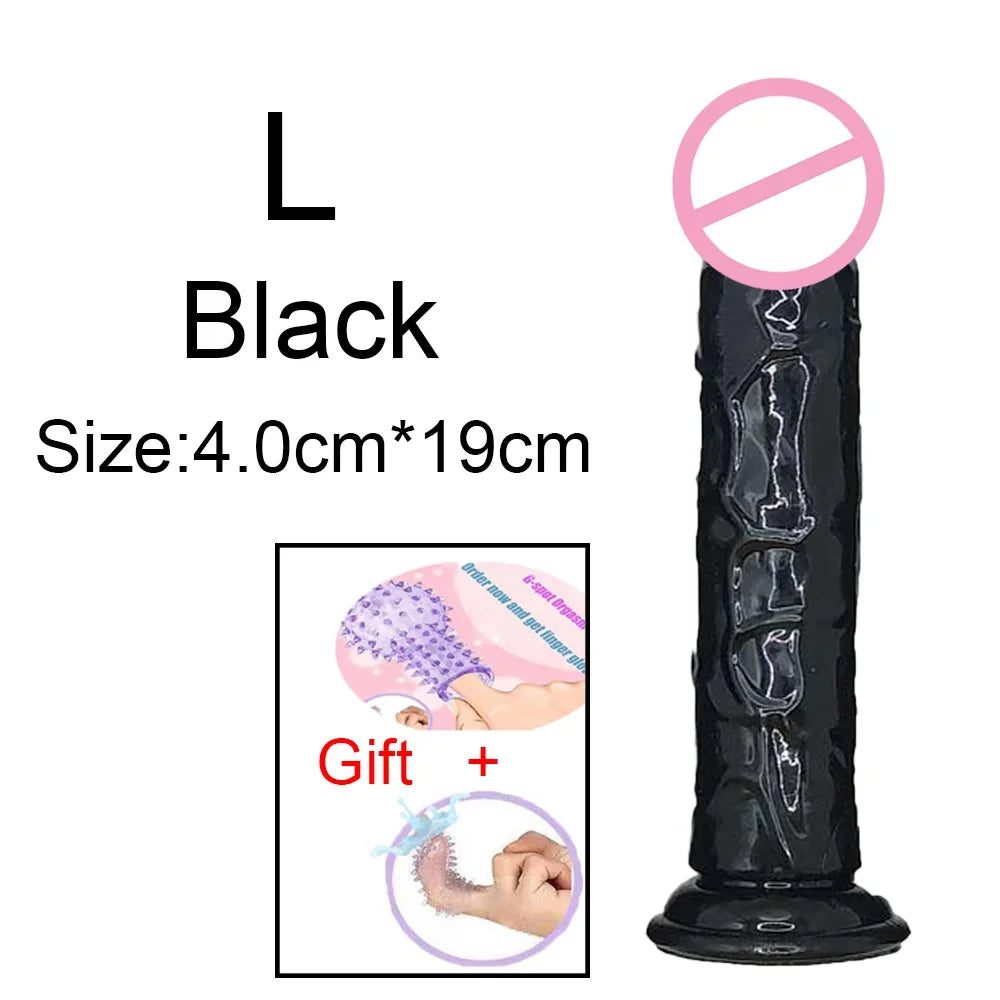 Realistic G-Spot Jelly Dildo with Suction Cup - Silicone Penis Butt Plug | Women's Pleasure Toy