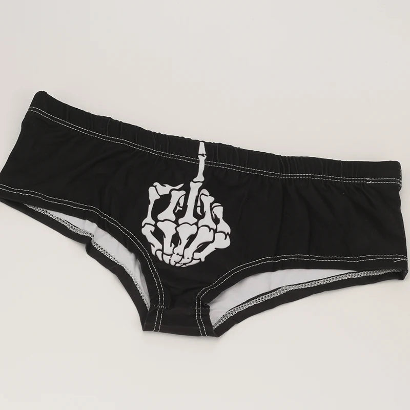 Halloween Skull Cartoon Underwear - Finger Bones Hip-Lifting Thong for Women