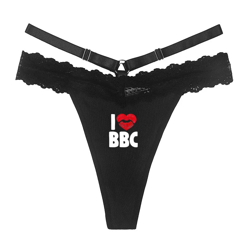 I LOVE BBC Sexy Lace Thong - Black Lingerie G-String | Traceless Women's Panties