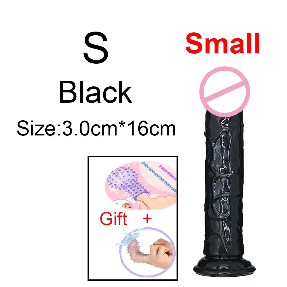 Realistic G-Spot Jelly Dildo with Suction Cup - Silicone Penis Butt Plug | Women's Pleasure Toy