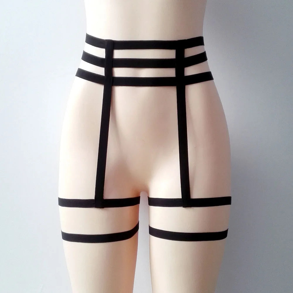 Elastic Cage Chain Suspender Garter Belt - Hollow Leg Harness Strap | Sexy Body Jewelry
