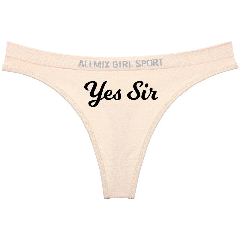 YES SIR Sexy Letters Print Underwear - Women's Seamless Low Waist Panties | Sports Fitness Brief