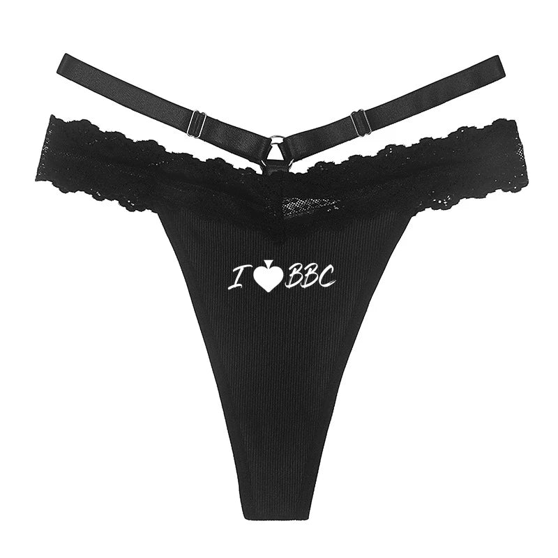 I LOVE BBC Sexy Lace Thong - Black Lingerie G-String | Traceless Women's Panties