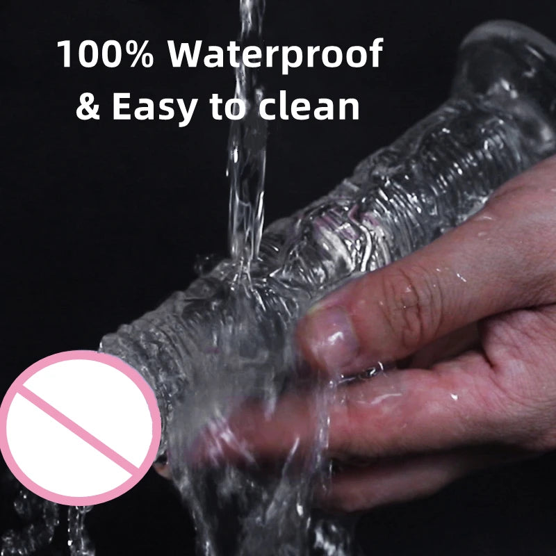 Realistic Dildo Clear Soft Lifelike Sex Toy with Vein Texture Penis for Vagina Anal Stimulation with Strong Suction Cup Adulttoy