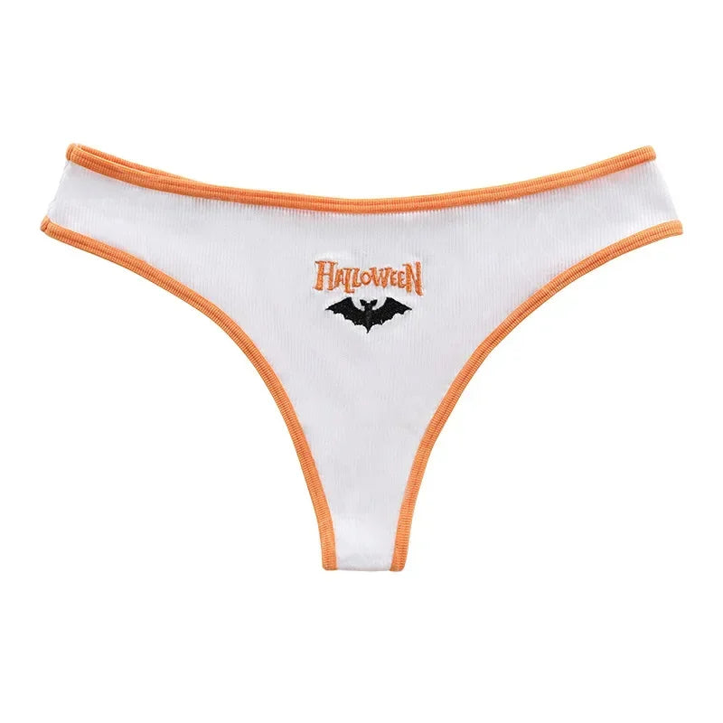 Women's Halloween Pattern Thong Panties - Sexy Low Rise G-String Breathable Comfortable Underwear