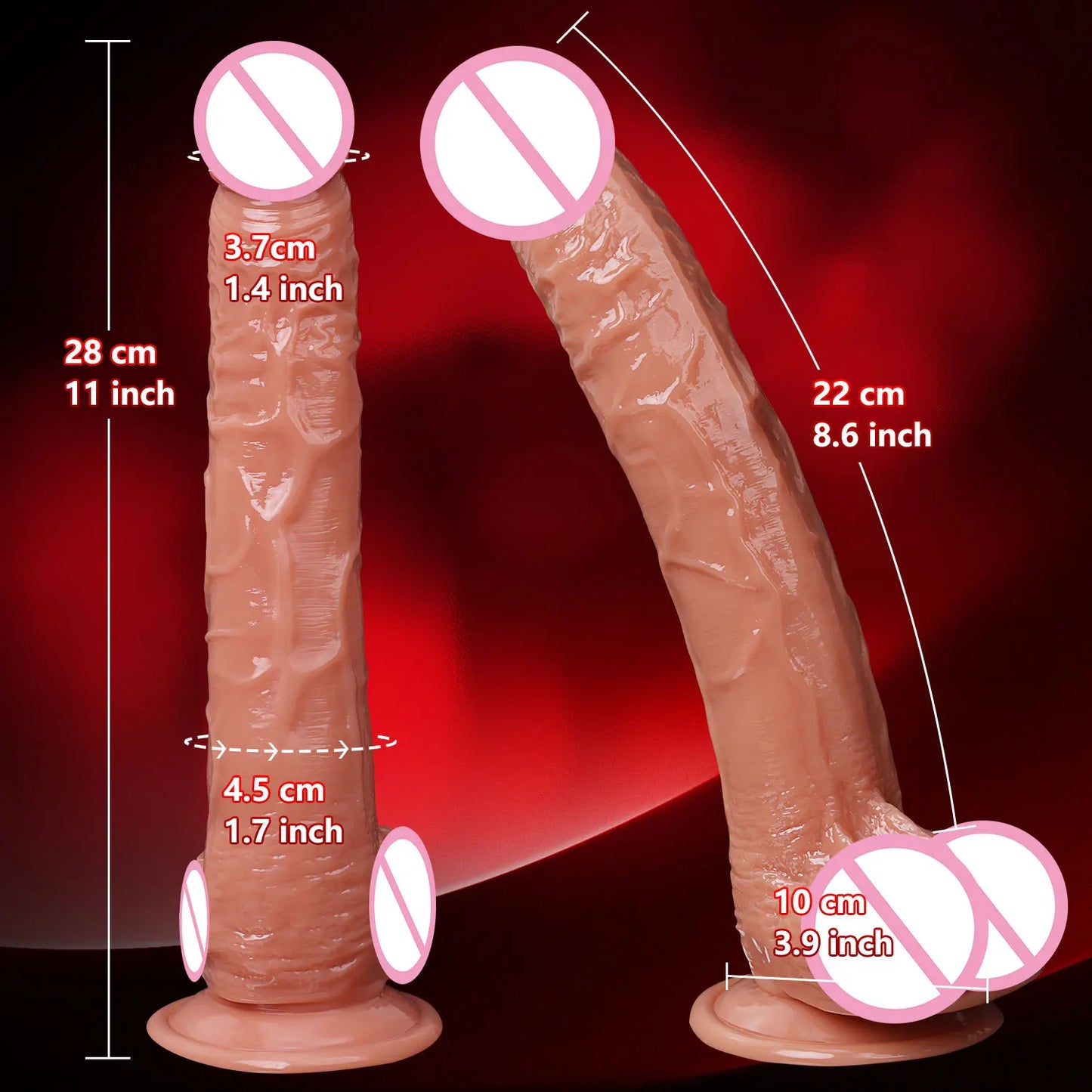 11 Inch Long Realistic Dildo With Suction Cup