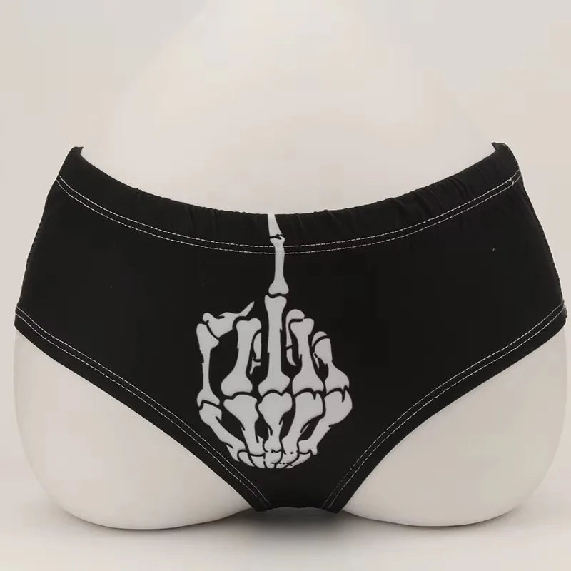 Halloween Skull Cartoon Underwear - Finger Bones Hip-Lifting Thong for Women