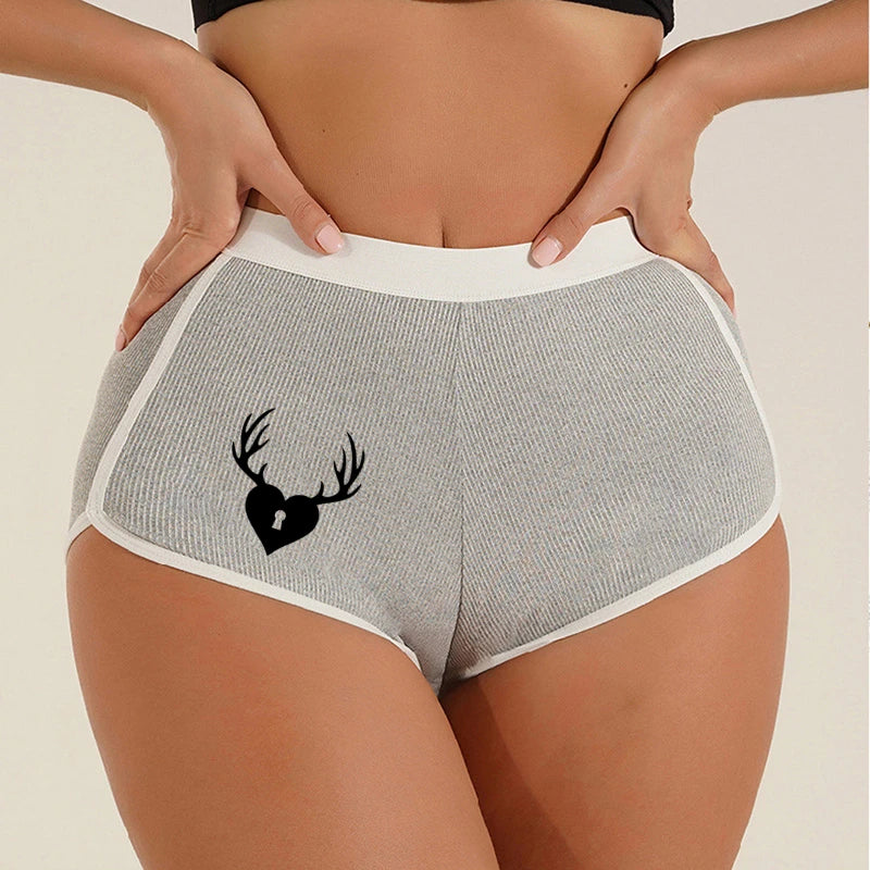 Cuckold Antlers Women's Boxer Shorts - Seamless Hip Lifting Sports Underwear | Solid Color Boyshort