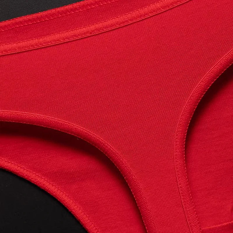 HOT WIFE Red Cotton Seamless Thong - Soft Invisible Breathable Sport Underwear | Women's Lingerie
