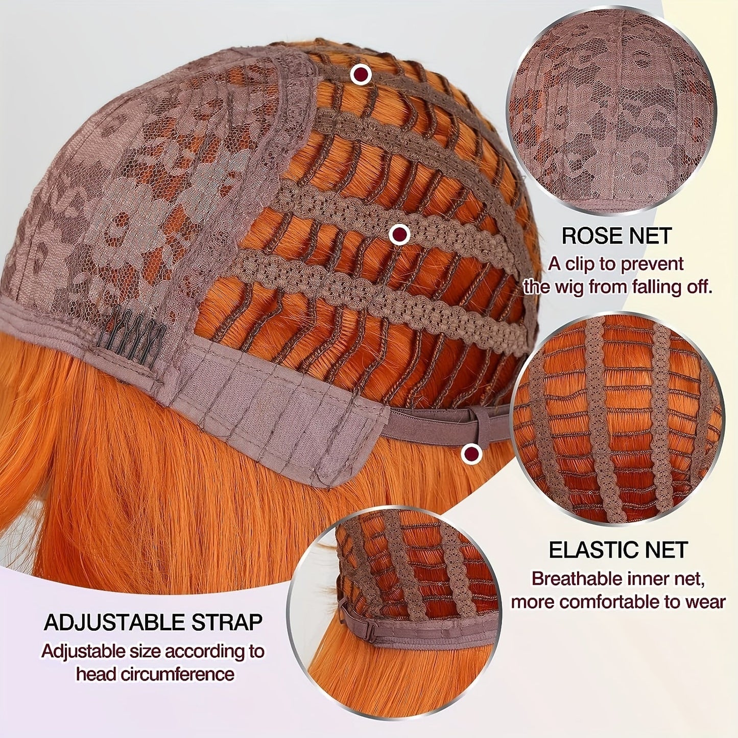 Elegant Long Orange Non-toxic Wig, Synthetic Wavy Hair Wig For Ladies, 28-inch Long Hair, Suitable For The Whole Scene Simifo