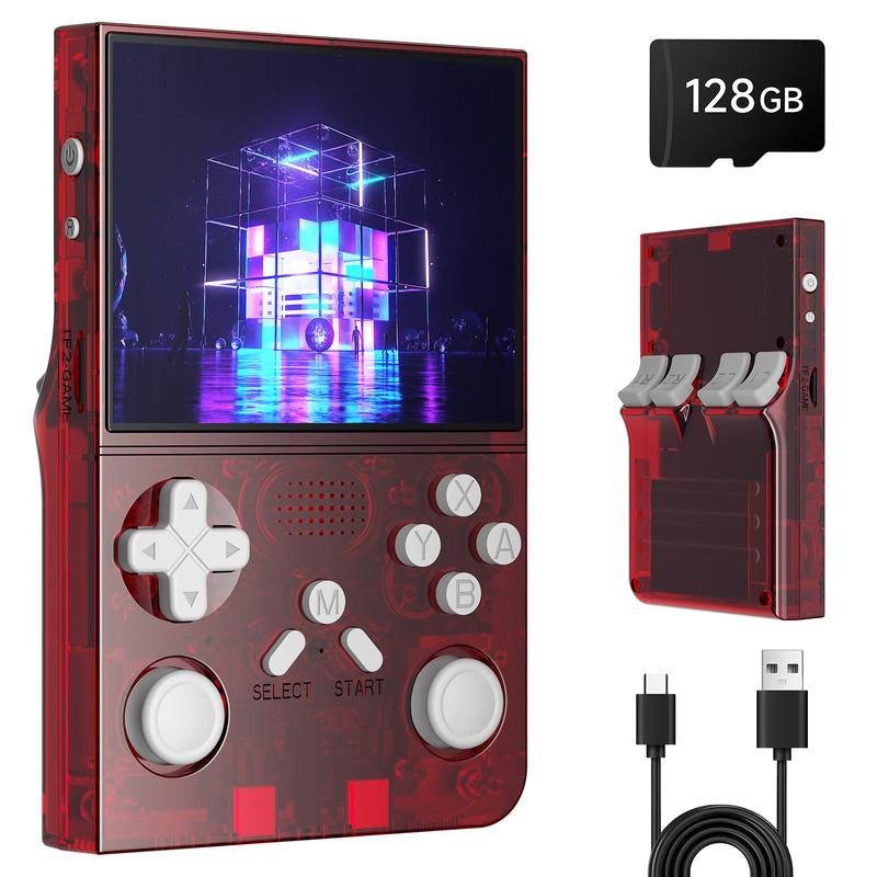 R40 Retro Handheld Gaming Console 3.5" IPS Screen 128GB Storage 40K+ Games Compact Design HDMI Output Bonus Charging Cable Black