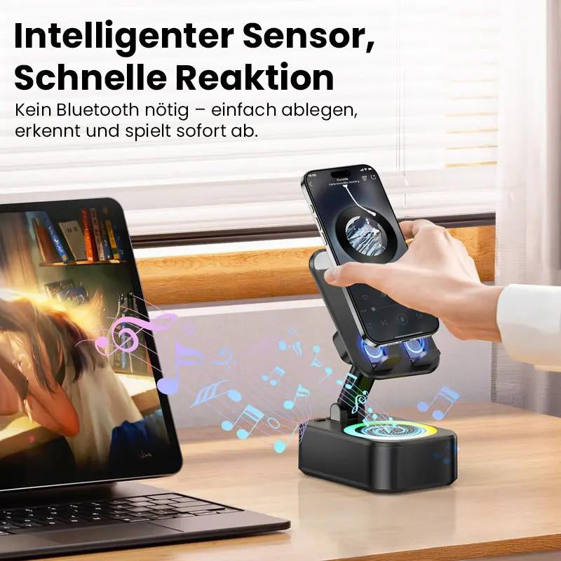 FUDUOO Wireless Bluetooth Speaker with Phone Stand, HD Surround Sound, Wireless Speaker with Adjustable & Foldable Phone Holder, 6H Playback Time, Compatible with Iphone/Ipad/Samsung, Etc.