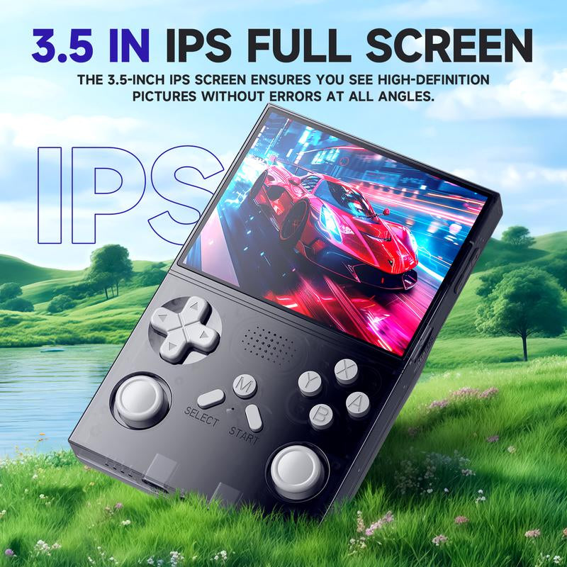 R40 Retro Handheld Gaming Console 3.5" IPS Screen 128GB Storage 40K+ Games Compact Design HDMI Output Bonus Charging Cable Black