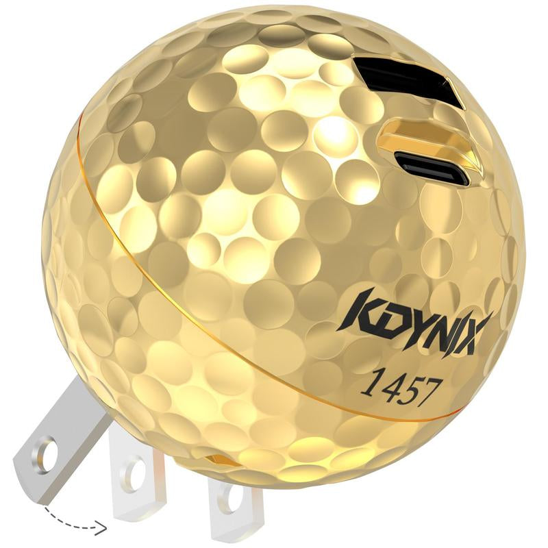 20W Dual Port Creative Golf Ball Charger Block，Gan III Power Adapter Fast Wall Charger with UL Certified, Fast Charging for Iphone 17/16/15/14/13/12, Galaxy, Ipad, Airpods Smartphone Chargers , Portable Chargers, Magnetic Phone Charger, Charger for Iphone