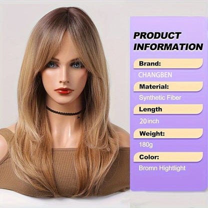 Elegant And Heat-resistant, Non-toxic Wig With Long Curly Hair And Waves, Synthetic Wig With Bangs, Daily Wig, Suitable For The Whole Scene. Simifo