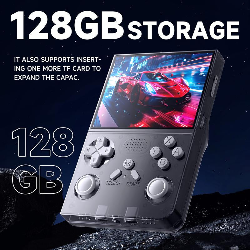 R40 Retro Handheld Gaming Console 3.5" IPS Screen 128GB Storage 40K+ Games Compact Design HDMI Output Bonus Charging Cable Black