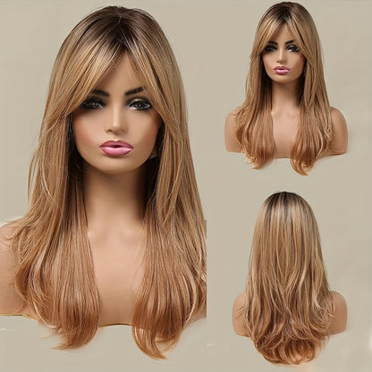 Elegant And Heat-resistant, Non-toxic Wig With Long Curly Hair And Waves, Synthetic Wig With Bangs, Daily Wig, Suitable For The Whole Scene. Simifo
