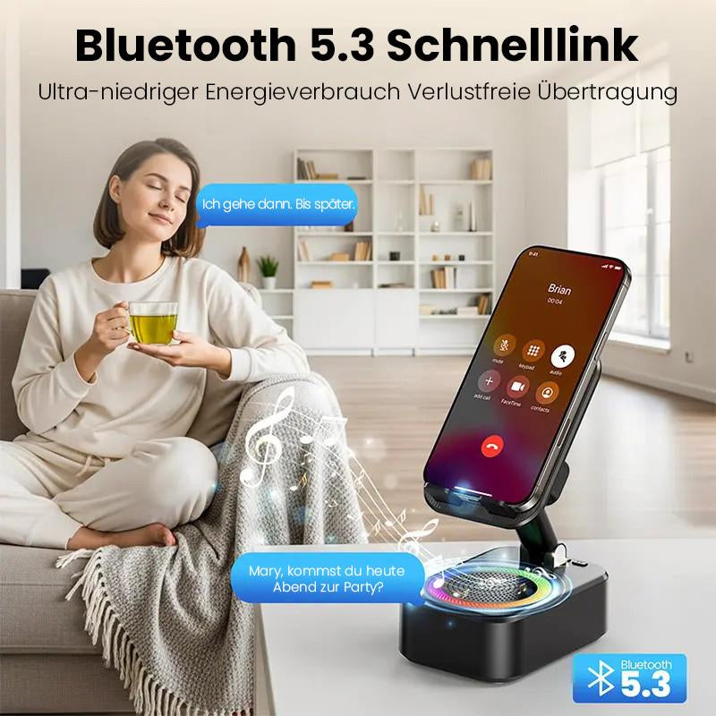 FUDUOO Wireless Bluetooth Speaker with Phone Stand, HD Surround Sound, Wireless Speaker with Adjustable & Foldable Phone Holder, 6H Playback Time, Compatible with Iphone/Ipad/Samsung, Etc.
