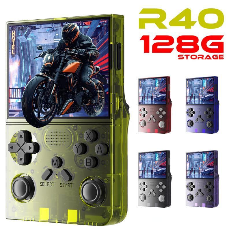 R40 Retro Handheld Gaming Console 3.5" IPS Screen 128GB Storage 40K+ Games Compact Design HDMI Output Bonus Charging Cable Black