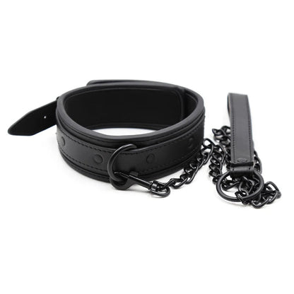 Bdsm Leather Collar with Chain Simifo