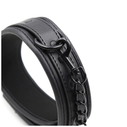 Bdsm Leather Collar with Chain Simifo
