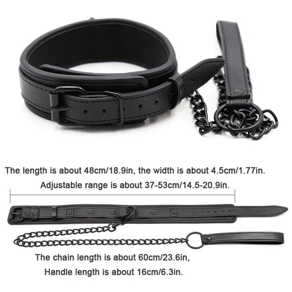 Bdsm Leather Collar with Chain Simifo