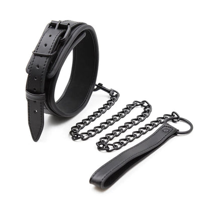 Bdsm Leather Collar with Chain Simifo