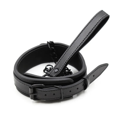 Bdsm Leather Collar with Chain Simifo