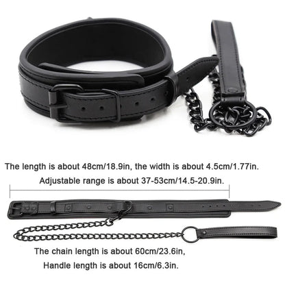 Bdsm Leather Collar with Chain Simifo