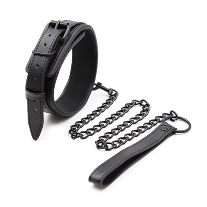 Bdsm Leather Collar with Chain Simifo